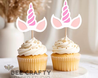 Unicorn Cupcake Toppers | Princess Pink Birthday Party Supplies Decor for Girls Handmade Magical Fantasy Baby Shower Picks