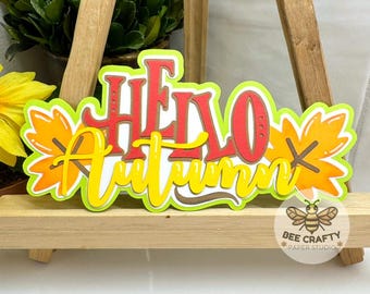 Hello Autumn Scrapbook Die Cut Embellishment Title for Layouts | Fall, Halloween Scrapbooking Album, Cardmaking Paper Piecing, Harvest
