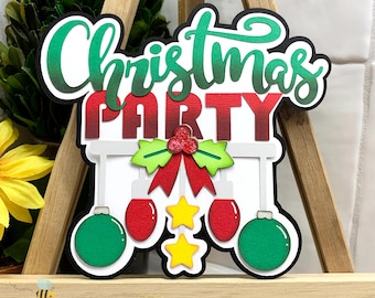 Christmas Party Scrapbook Title Embellishment Die Cut for Layouts | Scrapbooking, Cardmaking Paper Piecing, Premade Titles