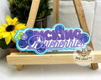 Blueberry Picking Scrapbook Die Cut Title Embellishment for Layouts | Summer Family Scrapbooking, Memory Keeping Premade Titles