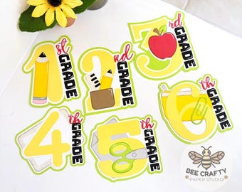 School Grades Scrapbook Die Cut Embellishment Titles for Layouts | Back to School First Day Scrapbooking and Paper Piecing Premade Titles
