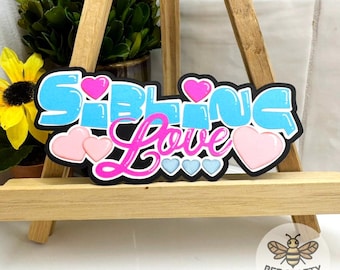 Sibling Love Scrapbook Title Die Cut Embellishment for Layouts, Family Scrapbooking, Cardmaking Paper Piecing, Premade Titles