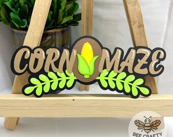 Fall Corn Maze Scrapbook Title Embellishment Die Cut for Layouts | Autumn Scrapbooking, Cardmaking Paper Piecing Premade Titles, Harvest