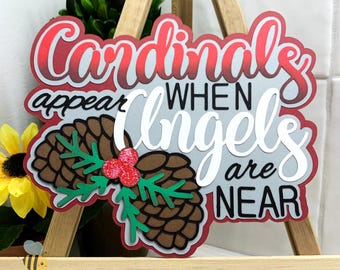 Christmas Cardinals Scrapbook Title Embellishment Die Cut for Layouts | Remembrance Scrapbooking, Cardmaking Paper Piecing, Premade Titles