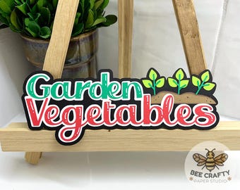 Garden Vegetables Scrapbook Title Die Cut | Spring Summer Gardening Embellishment