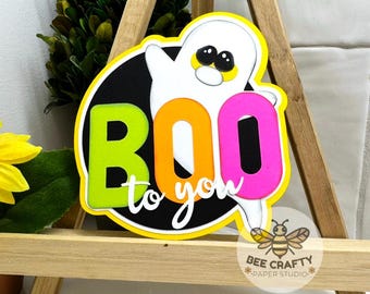 Boo to you Halloween Scrapbook Die Cut Title Embellishment for Layouts | Autumn Scrapbooking Album, Cardmaking, Paper Piecing, First Holiday