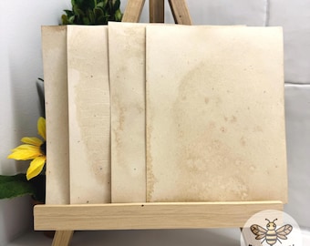 Coffee Dyed Scrapbook, Cardmaking, Junk Journal Paper Pack of 4 | Ephemera for Layouts and Paper Crafting