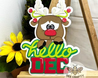Hello December Scrapbook Die Cut Embellishment Title for Layouts, Christmas Album Cardmaking Paper Piecing, Premade Titles