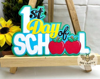 First Day of School Scrapbook Title Die Cut Embellishment for Layouts | Back to Scrapbooking and Cardmaking Paper Piecing Premade Titles