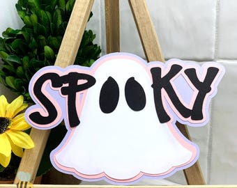 Halloween Spooky Scrapbook Title Die Cut: Paper Piecing Embellishment