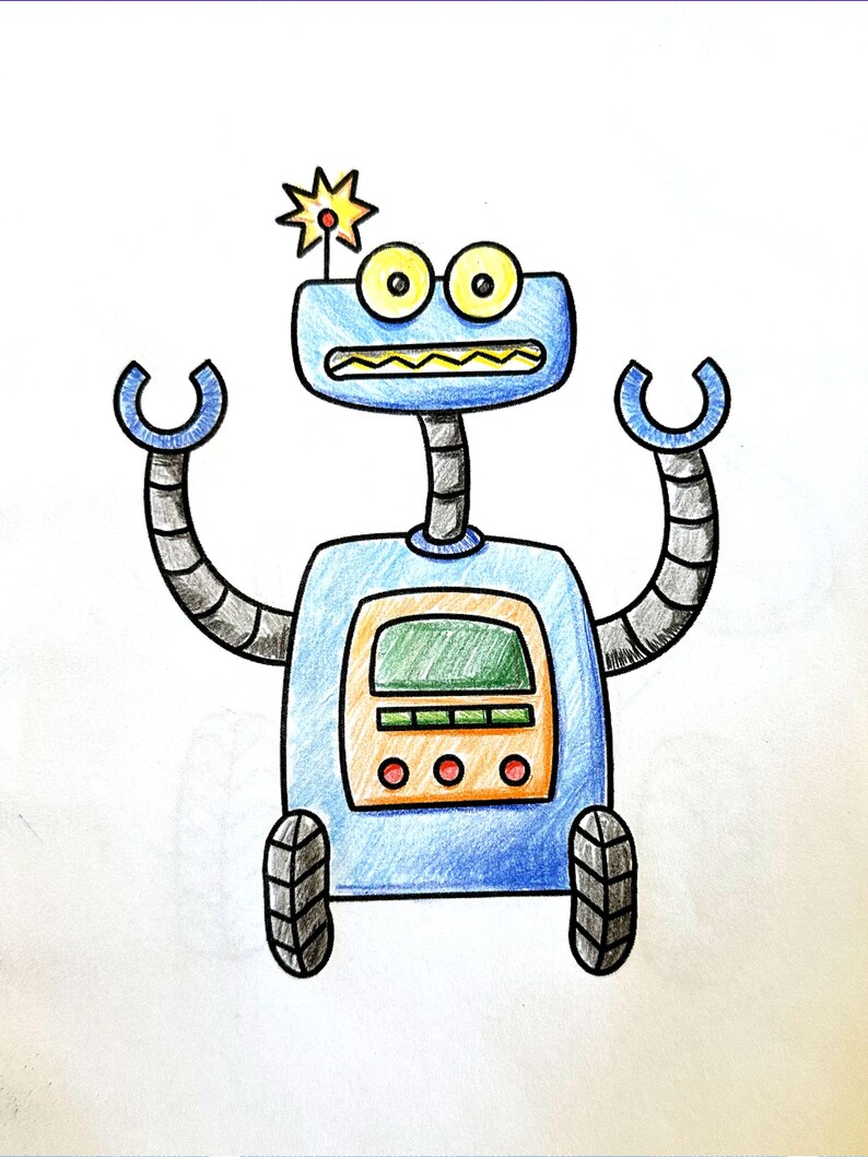Coloring Pages of 10 Wacky Robots for Kids Etsy