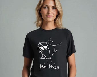 Koszulka Vino Vixen Wine – Minimalistyczna koszulka dla miłośniczek wina dla kobiet – Uroczy strój na prezent na wieczór z winem