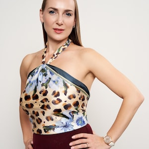 Trending Silk Square Scarf, Leopard Scarf, Designer Silk Head Scarf, 100% Silk Scarf, Unique Mother's Day Gift for Women, Girlfriends Gift