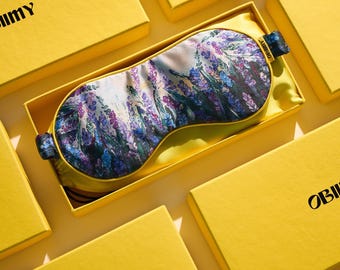 Organic Silk Sleeping Mask, Super Soft Sleeping Mask for Women with Artwork Design, Anniversary Gift for Wife