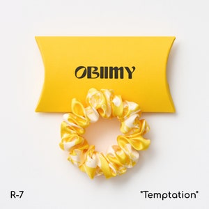 Luxury Silk Scrunchie, Aesthetic Hair Ties, Yellow Scrunchies, Cute Scrunchie Set, Unique Summer Hair Accessories, Gift for Friend Female