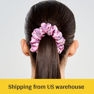 Pink Natural Silk Scrunchie, Luxury Pure Silk Scrunchies for Hair, Pink Silk Scrunchie, Unique Birthday Gift for Women, Holiday Gift for Her