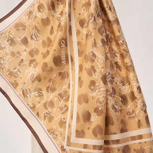 Set of 2 Silk Scarves Leopard Style, Silk Scarf Square, Silk Neck Scarf, Gift for Her, Animal Print Silk Bandana, Mother's Day Gift for Her