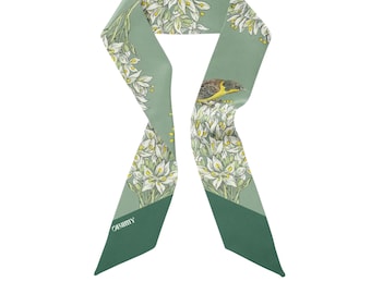 Green Chain Print Silk Scarf, Retro Skinny Neck Scarf - Etsy display picture 2