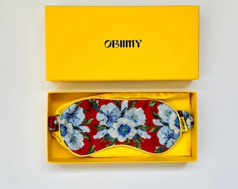 Red Floral Sleep Mask, Silk Eye Mask for Meditation, Accessories for Sleeping, Spa Gift, Mothe's Day Gift for Sister, Gift for Girlfriend