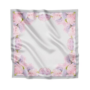 Luxury floral silk scarf, Elegant pure silk  head scarf for women, Birthday gift for sister, Trendy gift for girlfriend, Bride to be gift