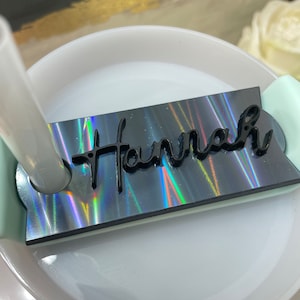 Stanley Black Chroma accessories iridescent    Stanley name plate cup custom accessories tag  Personalized Tumbler name  tag name plate gift