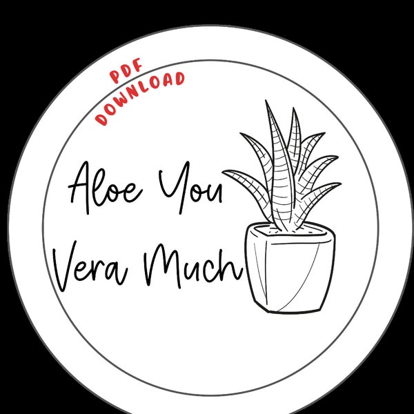 Aloe You Vera Much - PDF hand embroidery hoop art pattern - cactus succulent pun - digital download