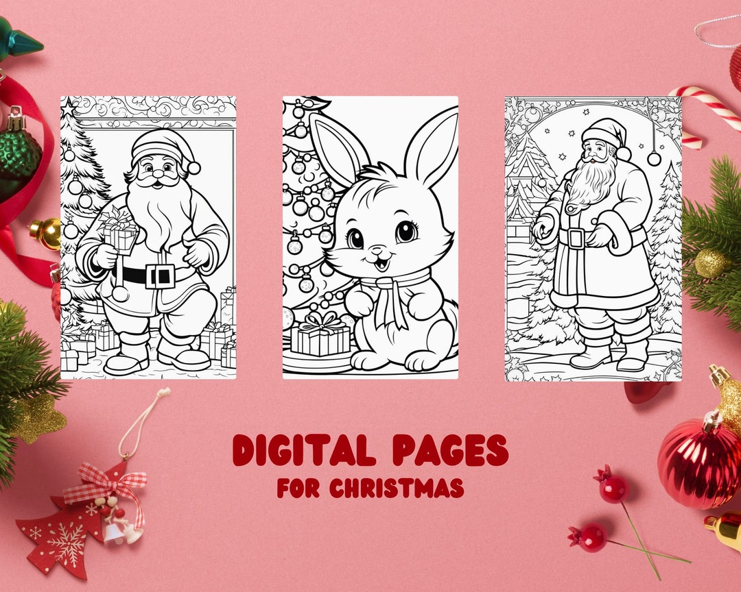 5 Christmas Colouring Book Printable Santa Claus Colouring Etsy