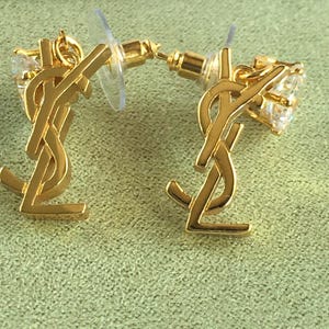 Vintage Stylish YSL Yves Saint Laurent Gold Earrings