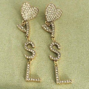 Vintage Stylish YSL Yves Saint Laurent Love Diamond Earrings