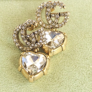 Vintage Stylish Gucci Exquisite heart-shaped diamond earrings