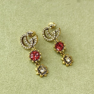 Vintage Stylish Gucci Earrings Colourful Gemstone