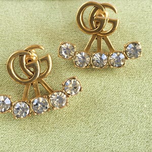 Vintage Stylish Gucci Delicate Diamond Stud Earrings