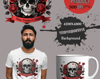 Valentine's Day Skull Digital Product PNG 300 dpi