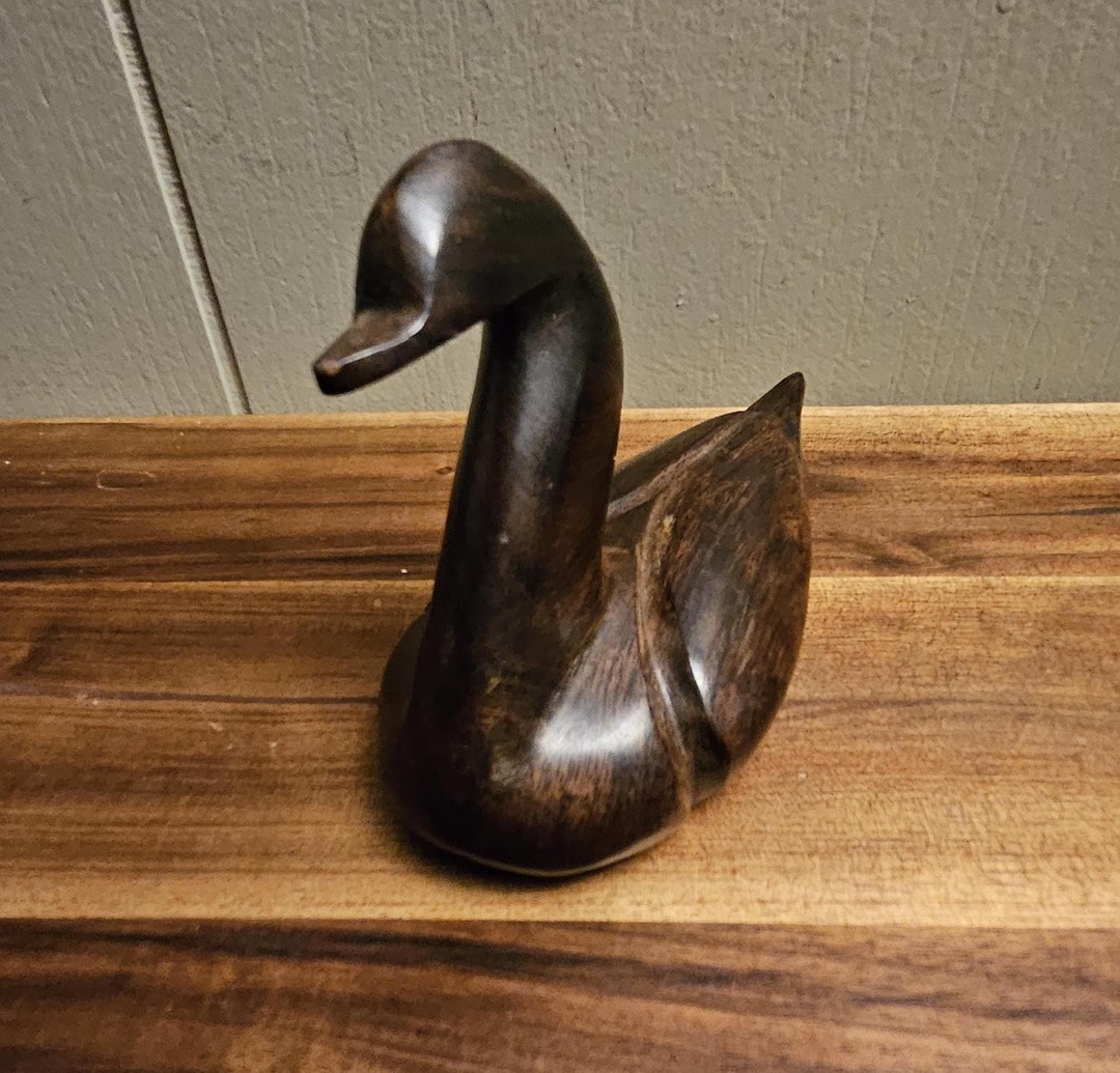 ガチョウ / 白鳥 / 水鳥の置物デコイ - 滑らかで重厚なダークアイアン