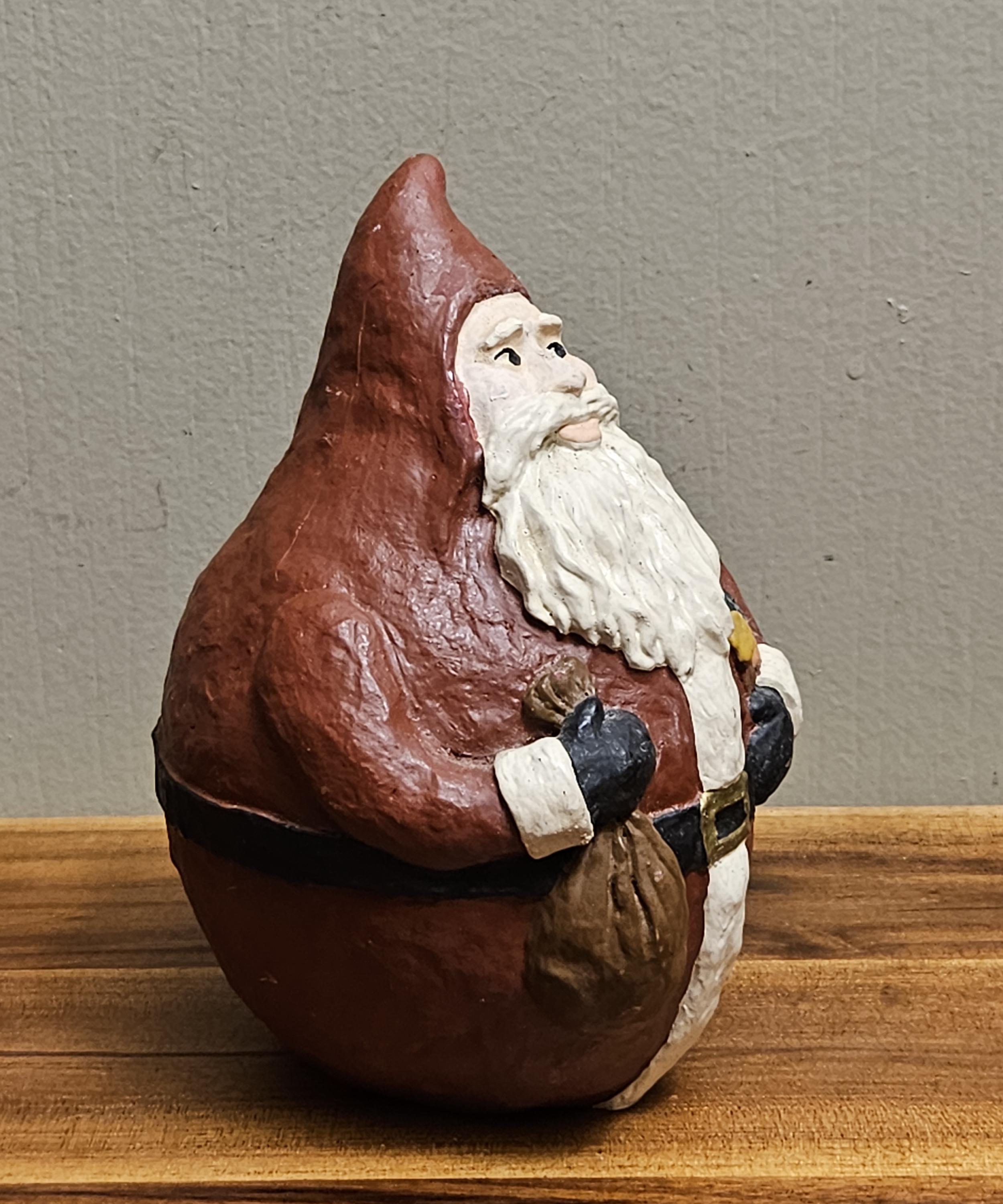 Vintage MCM Roly Poly Santa - Old-world Hand Painted Jolly Chubby