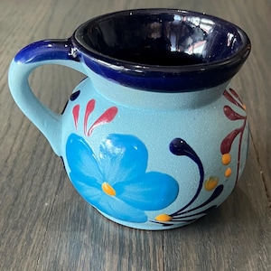 Jarrito Mexican Clay Pottery Mug Pitcher Creamer - Taza de Barro Traditional Handmade Folk Art from Michoacán, Mexico