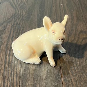 Goebel Vintage Glazed Porcelain Pig Figurine - West Germany #32009-07, 3” Tall