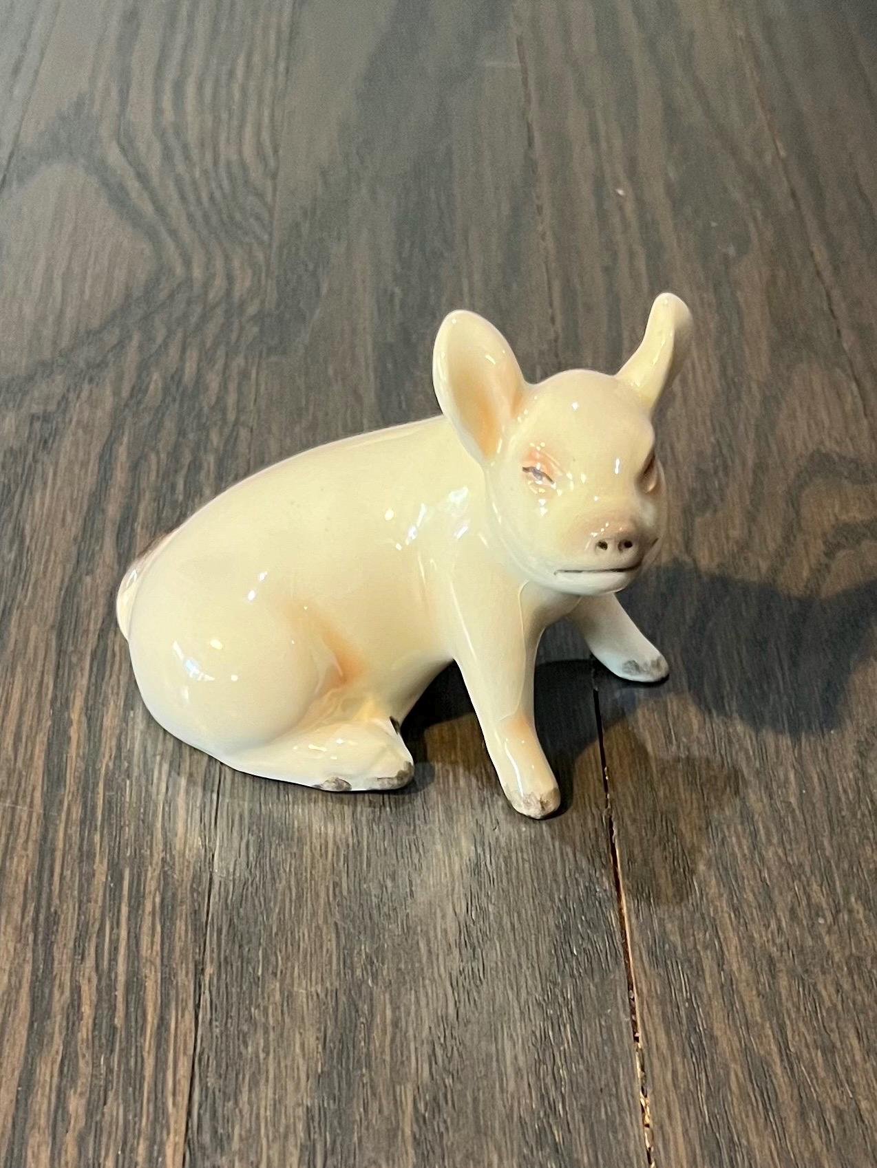 Goebel Vintage Glazed Porcelain Pig Figurine - West Germany #32009