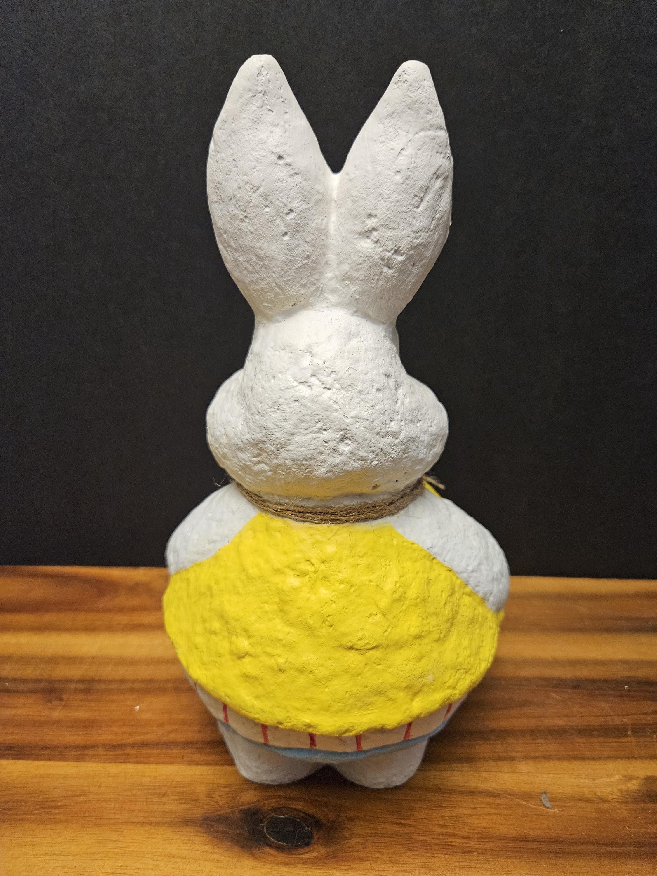 Plaster Rabbit Statue Large Vintage Primitive Chalkware Plaster Bunny Rabbit Easter Figure ...