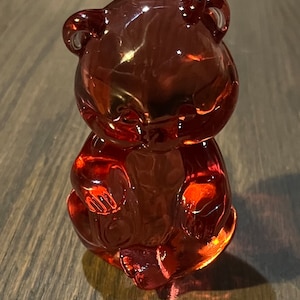 Fenton Art Glass Hand Crafted Pink Bear 3.5”