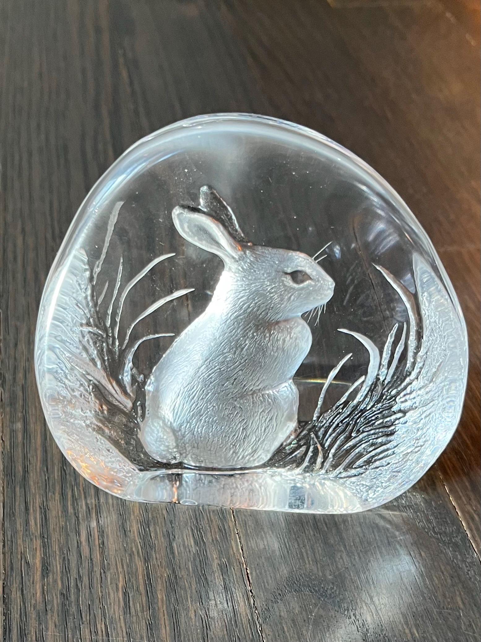 Mats Jonasson Vintage Artist Signed Reverse Carved Bunny Rabbit