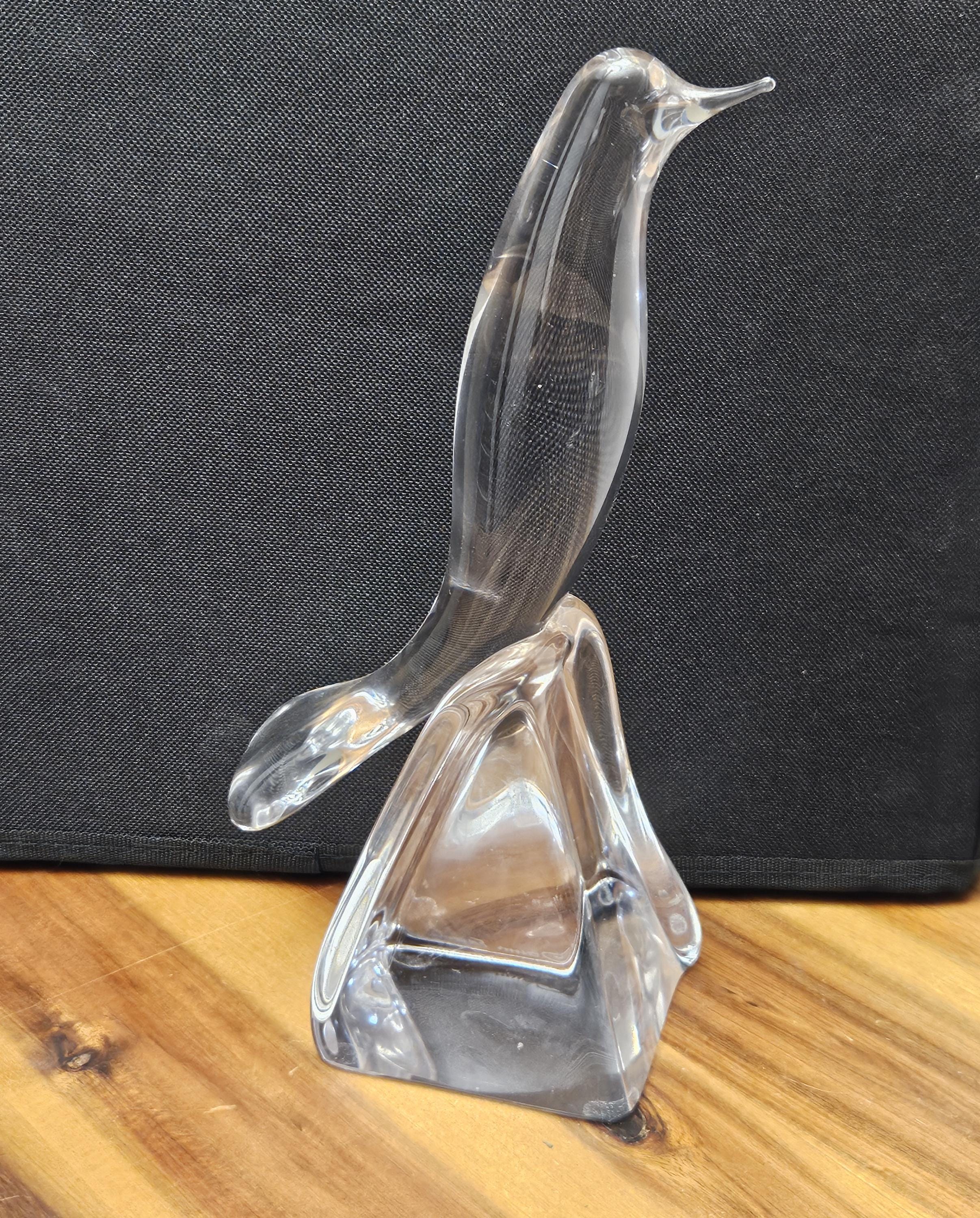 ドーム Daum france クリスタル 鳥 オブジェ アート アンティーク RARE 1950's Daum France Crystal Glass Bird Perched on Rock