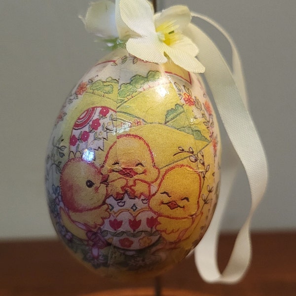 Vintage German Papier Mache Paper Eggs - Baby Chicks Ducks Easter Egg Ornament