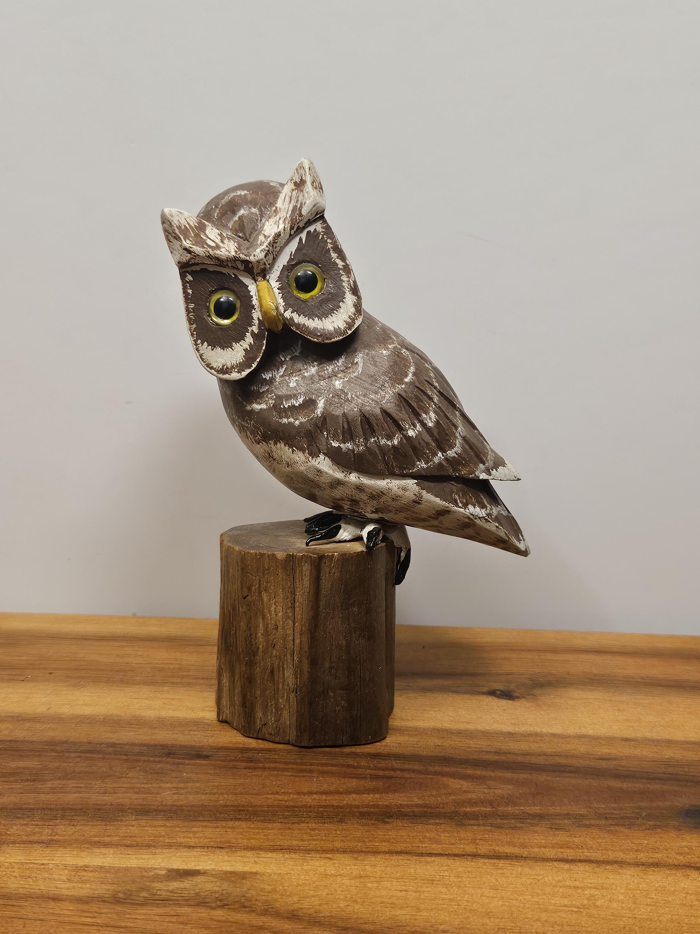 1977 Barn Owl Original Art Bird Carving - Artist Carved, Painted