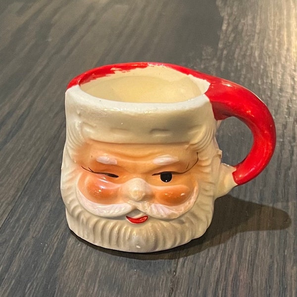 Mini Ceramic Winking Santa Christmas Mug