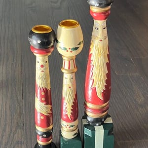 House of Lloyd Christmas Candle Holders Vintage Santa Claus Taper Trio 1995 (set of 3)