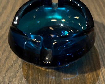 Viking Art Glass Rare Vintage Blue Tulip Ashtray 1960's - Etsy