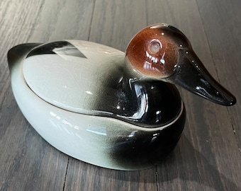 Ente Vintage MCM Keramik Deckeldose Trinket Box