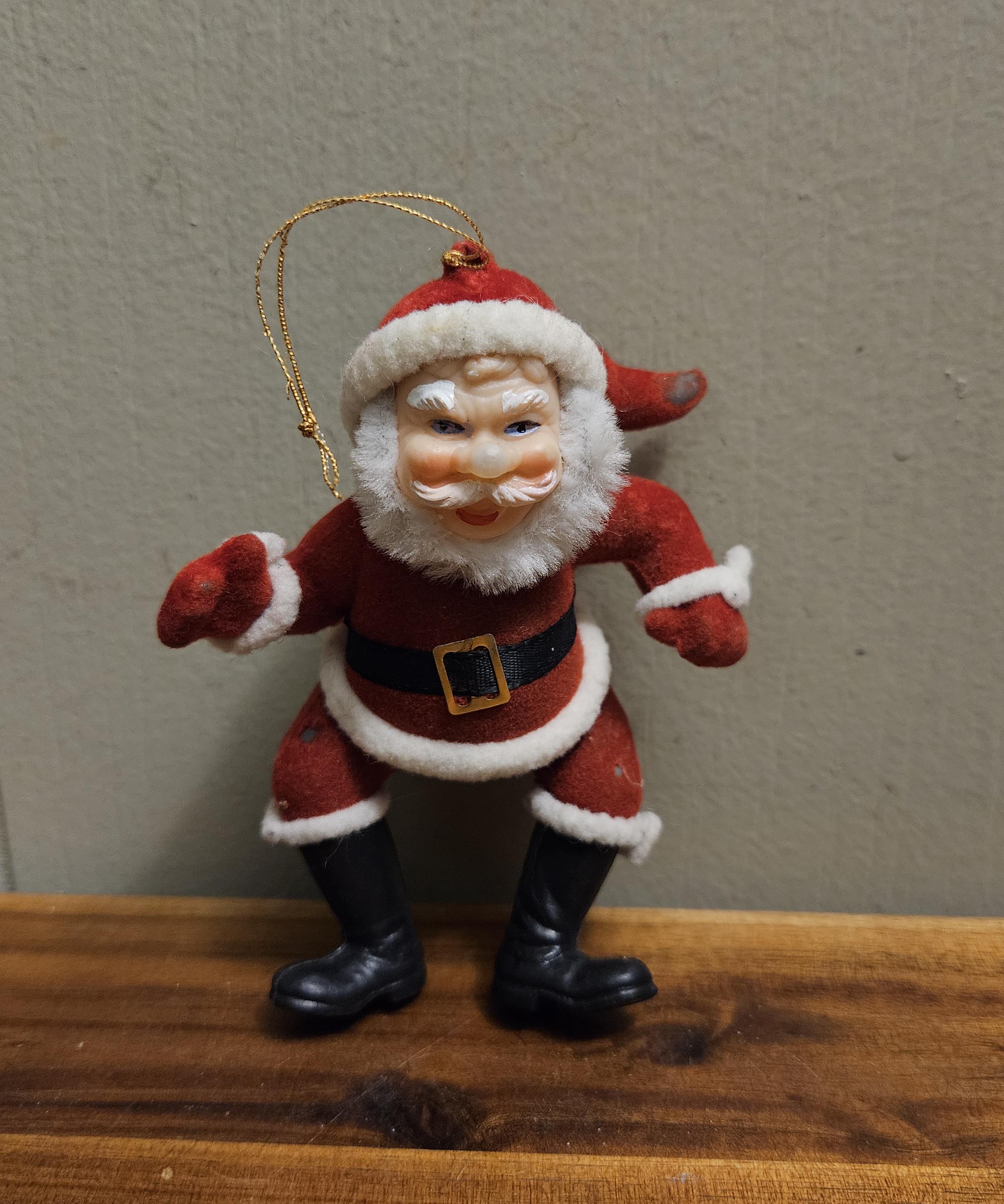 Santas by Donna ビンテージ サンタクロース人形 ハンドメイド Retro Felt Flocked Vintage 1960's Dancing Santa Christmas Tree