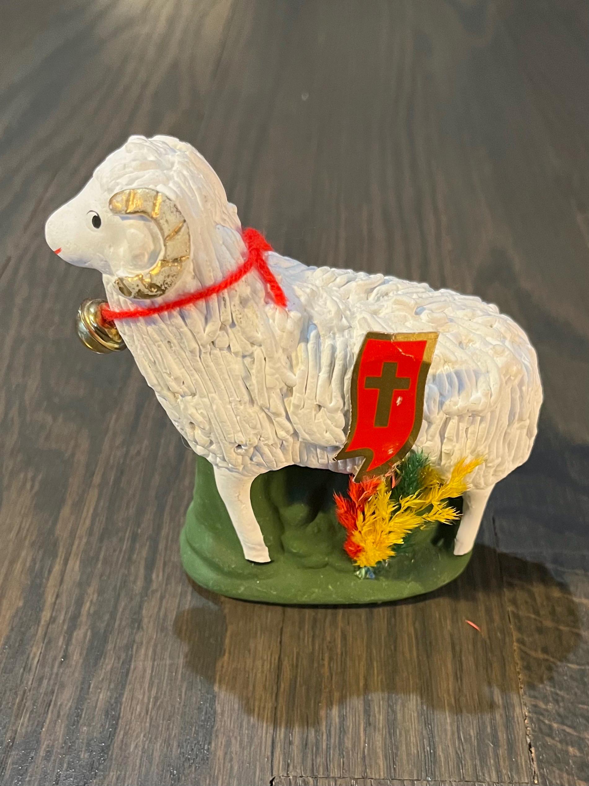 Traditional Polish Easter Lamb With Flag and Palms - Vintage